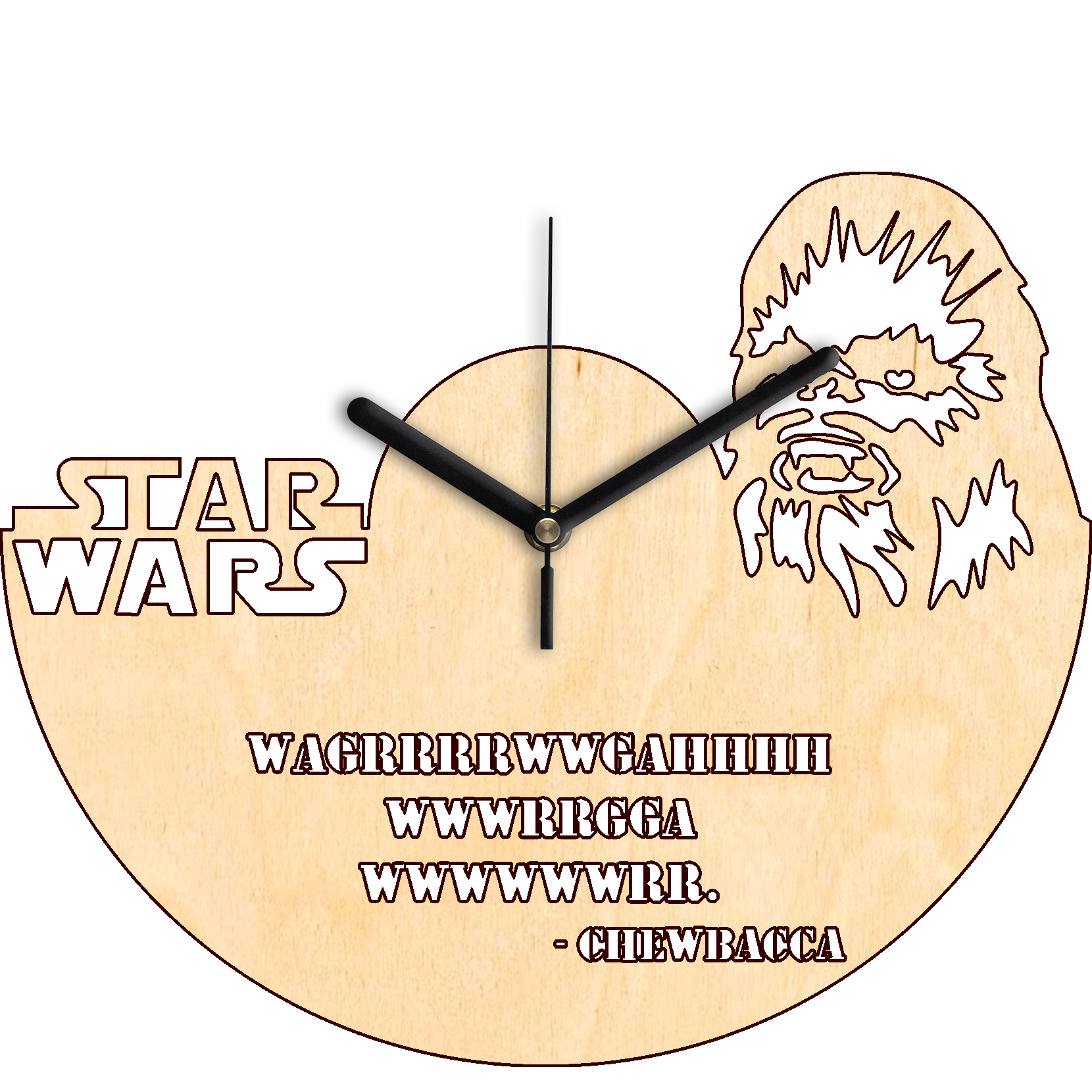 Nyírfa rétegelt lemezből kivágott Star Wars Chewbacca falióra