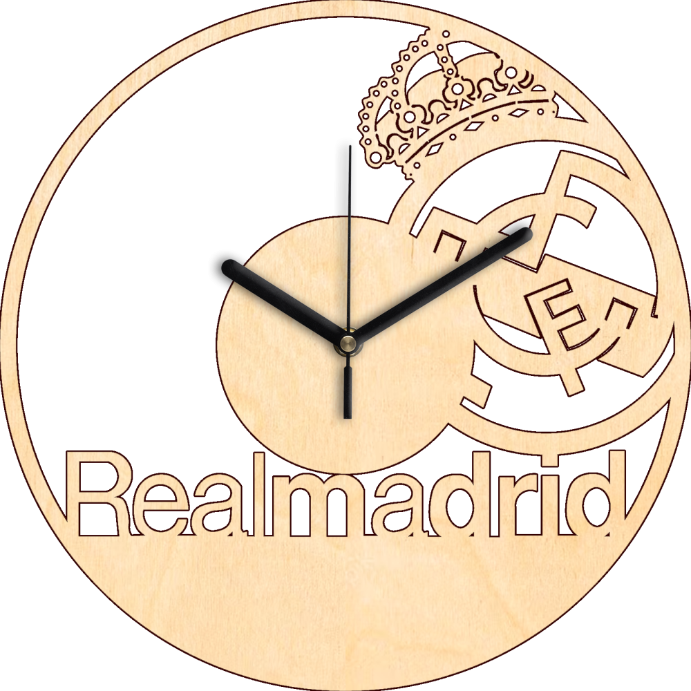 Nyírfa rétegelt lemezből kivágott Real Madrid falióra - Nyírfa